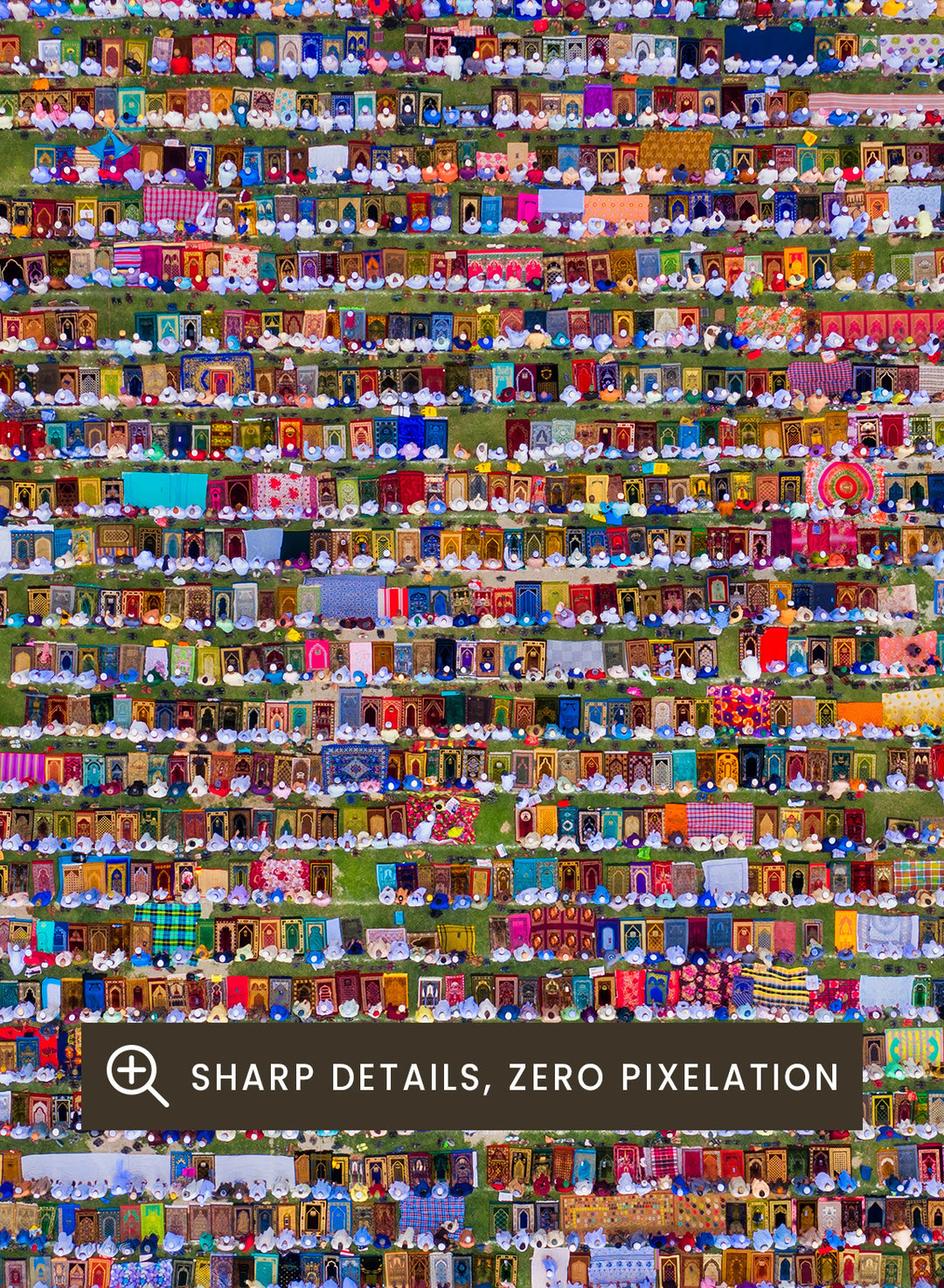 Biggest Eid Prayer by Azim Khan Ronnie aerial photography print showing massive Eid congregation Bangladesh, cultural religious wall art poster.