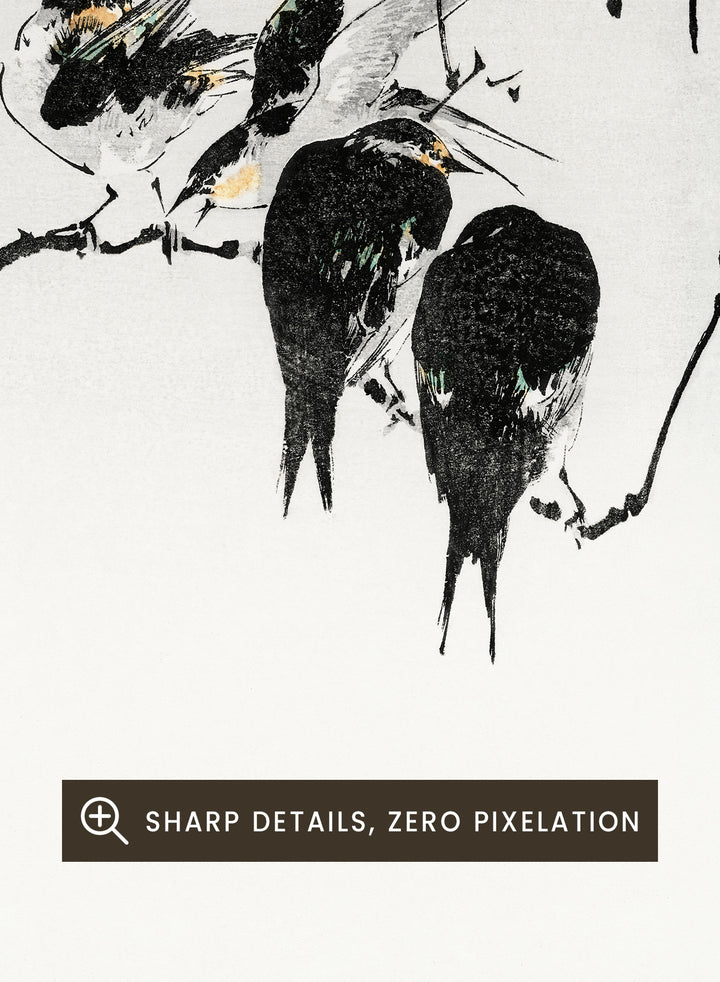 Watanabe Seitei "Perched Magpies" Art Print