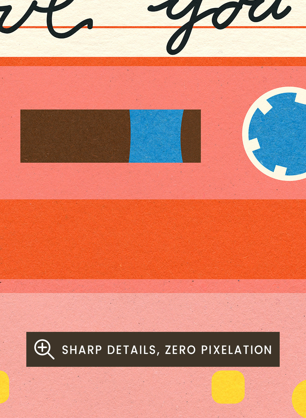 Illustration of a cassette tape with 'I love you mix' text on a blue and yellow background. I Love You Mix Tape by Rosi Feist is a bold pop art print of a retro cassette with a handwritten love note. Officially licensed wall poster with framing.