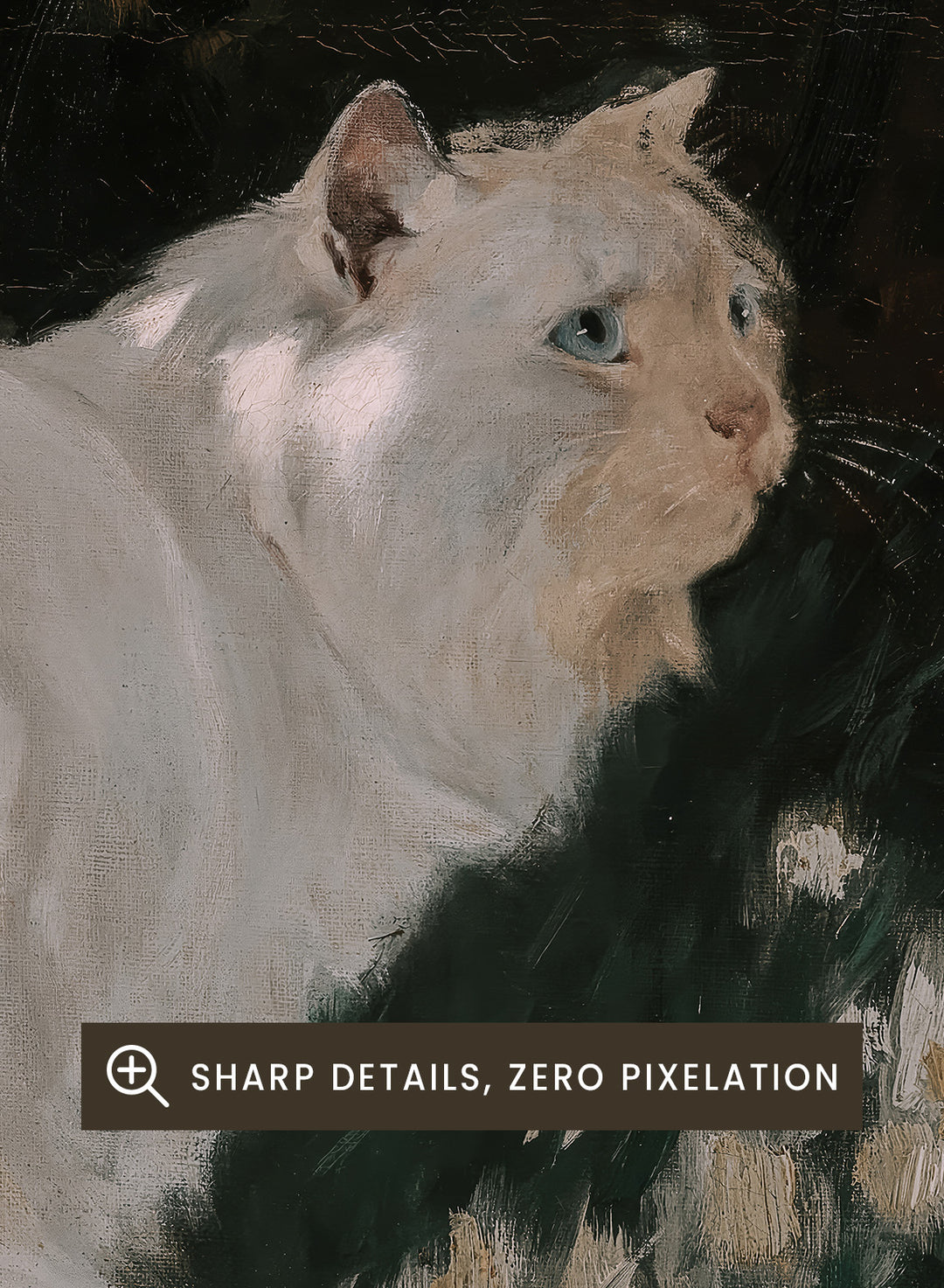 "White Cat and Butterflies" Art Print