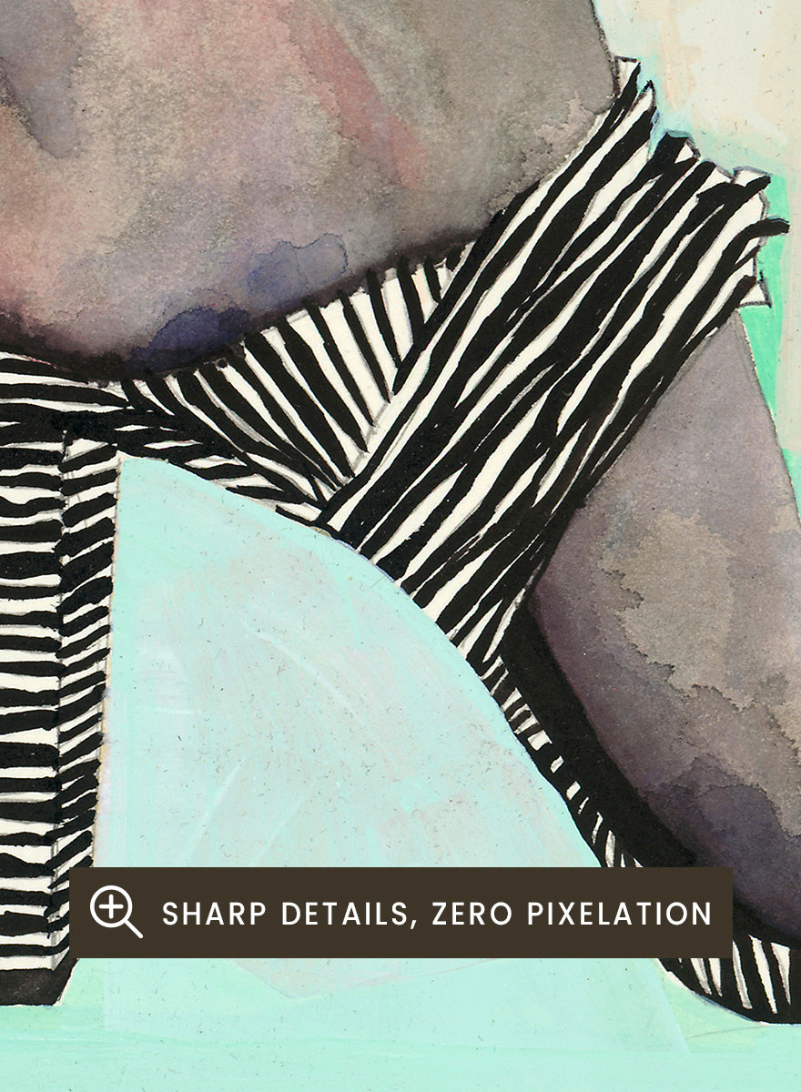 Shop Chic Zebra Heels by Sophia Novosel, a modern fashion wall art print poster featuring zebra-striped heels, bold black-and-white pattern, and a stylish cropped view.