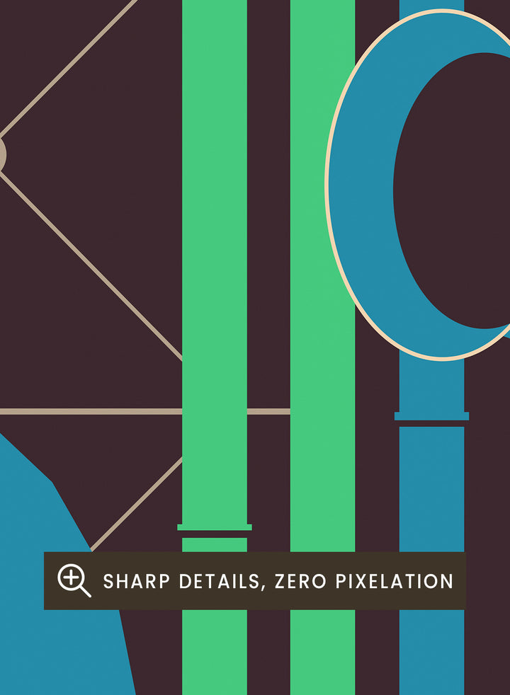 Poster of Centre Pompidou with abstract design and text. Colorful Architectural Pipes by Florent Bodart is a modern architectural art print inspired by Centre Pompidou pipes, a bold geometric wall poster with vibrant color.