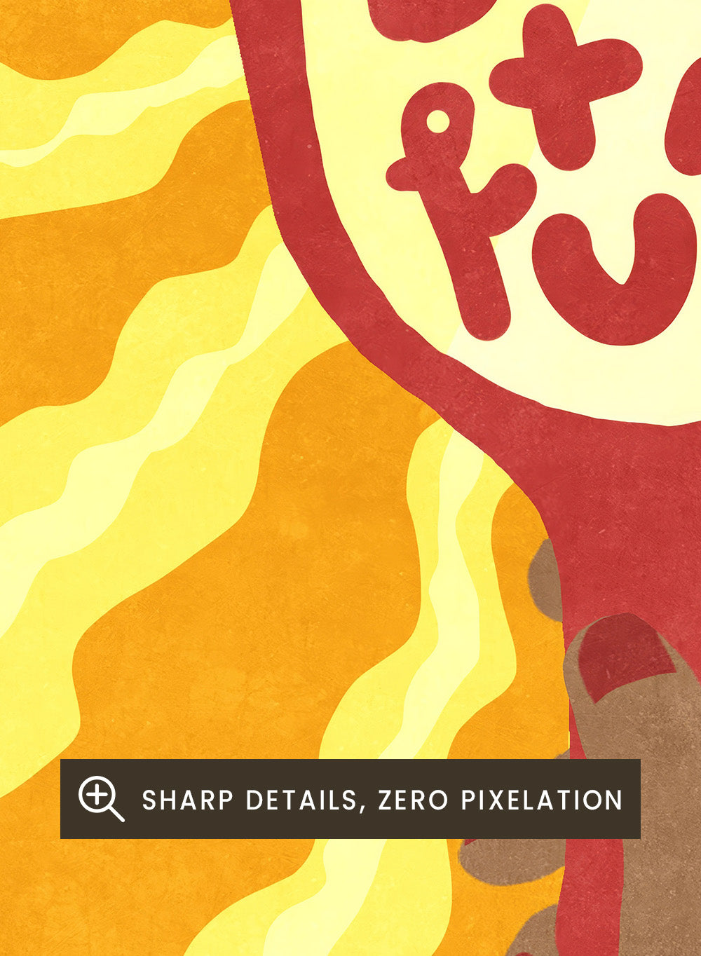 Hand holding a sign with 'You're beautiful' on an orange and yellow background. Beautiful by Raissa Oltmanns is a modern motivational art print featuring a hand mirror illustration, bold lettering, and bright statement wall poster style.