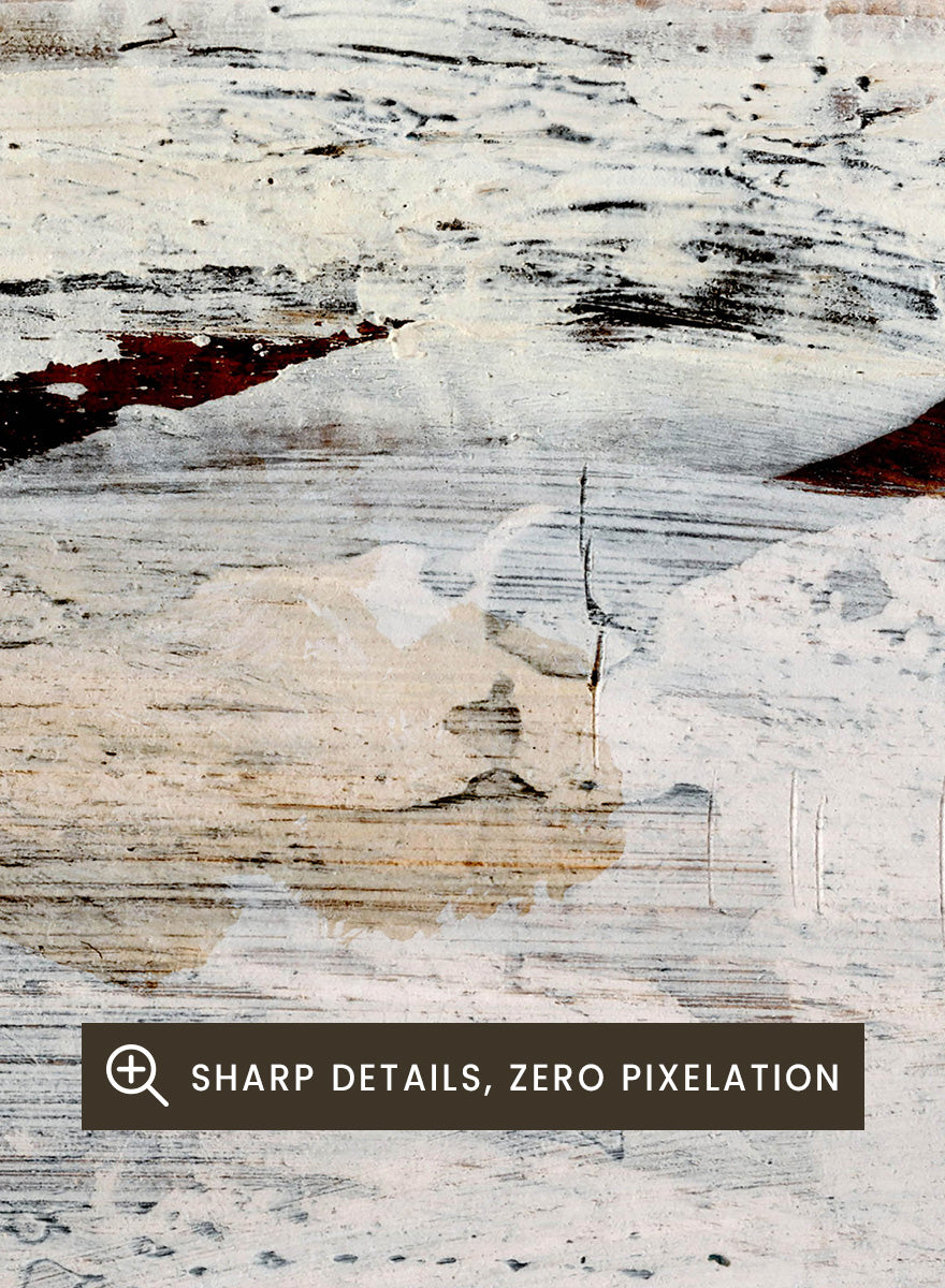 Shop August No. 01 by Dan Hobday, an abstract landscape art print featuring soft neutral tones, rust accents, layered brushwork, and an open windswept feel.