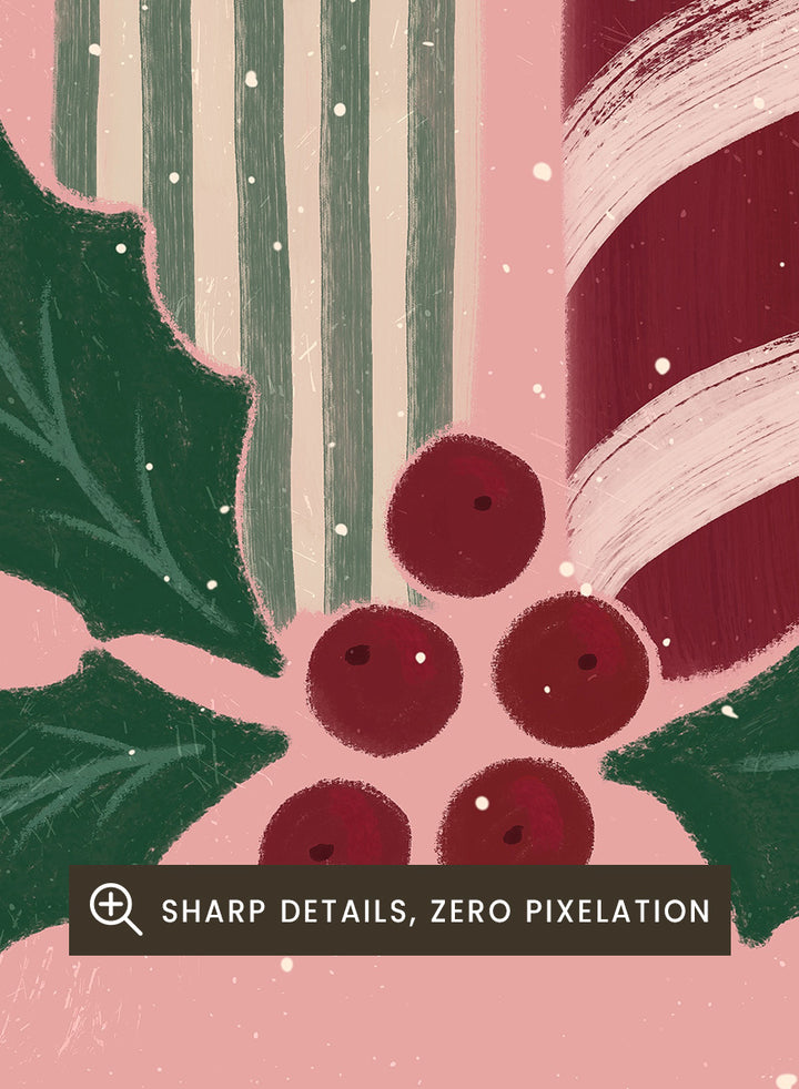 Shop Festive Holiday Candles by Katarzyna Gąsiorowska, a Christmas wall art print poster with candles, holly, berries, and festive holiday charm.