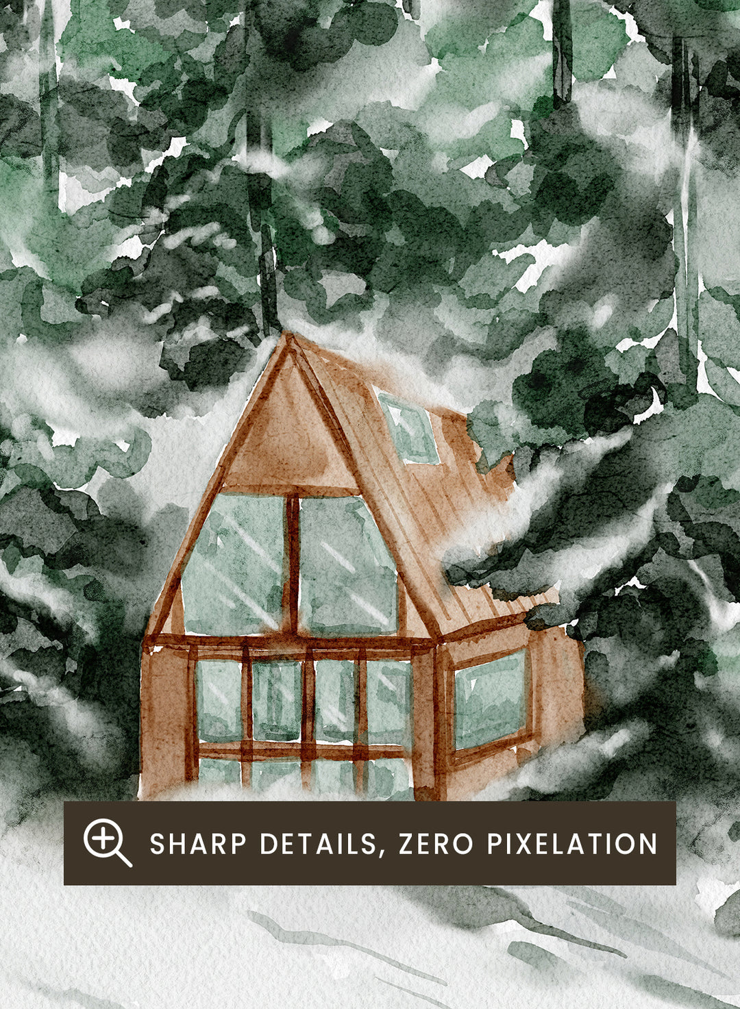 "Winter Cottage House" Art Print
