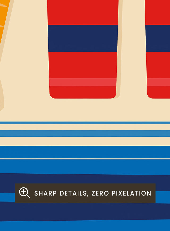 A stylized travel poster of Japanese Sashimi, featuring flat vector illustrations of raw fish, washi tape, soy sauce, and lemon slices on a beige background with blue and white graphic panels. Japanese Sashimi Delicacy by Retrodrome kitchen art print featuring sashimi, soy sauce, citrus, bold retro typography, and vintage Japanese-inspired design.