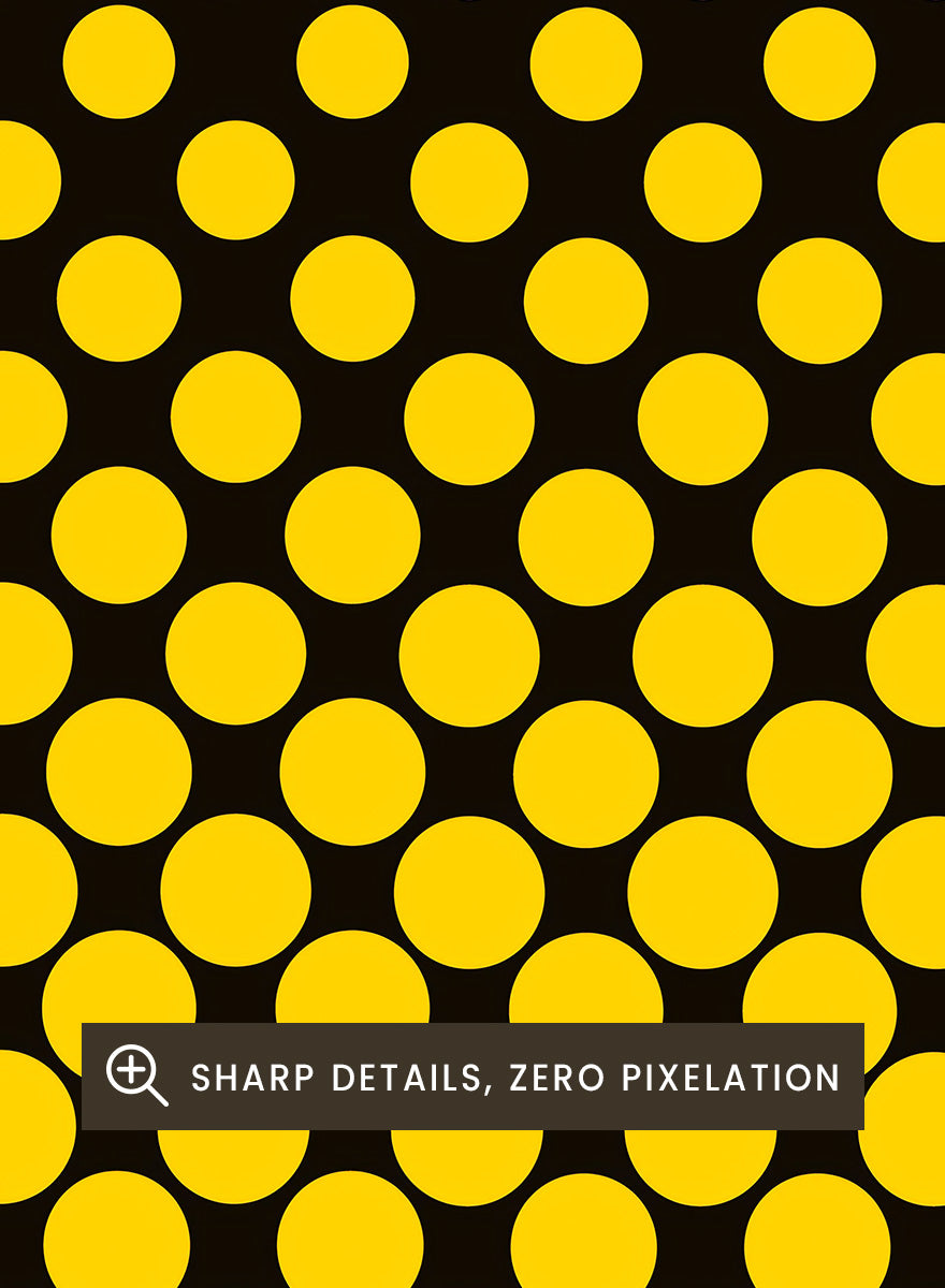 A square Cafe Wha? poster print with a bold black and yellow halftone dot pattern, featuring the text &