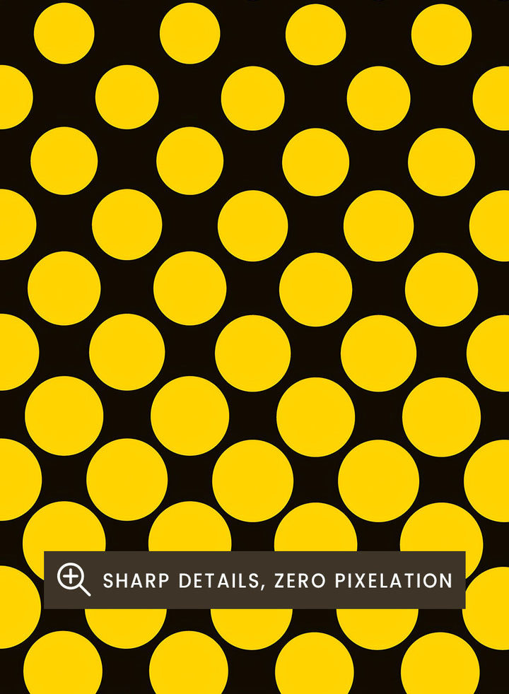 A square Cafe Wha? poster print with a bold black and yellow halftone dot pattern, featuring the text &