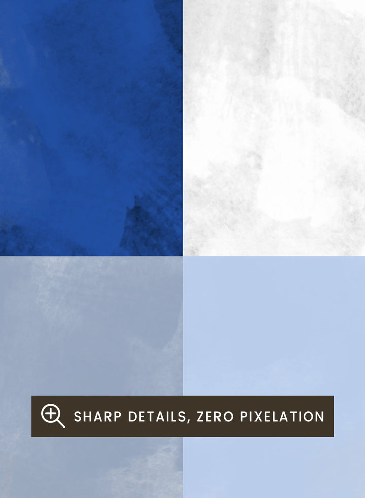 Shop Abstract Geometric Reflection by Elena Ristova, a modern abstract wall art print poster featuring a blue-and-white circle, mirrored forms, and bold black and cream.