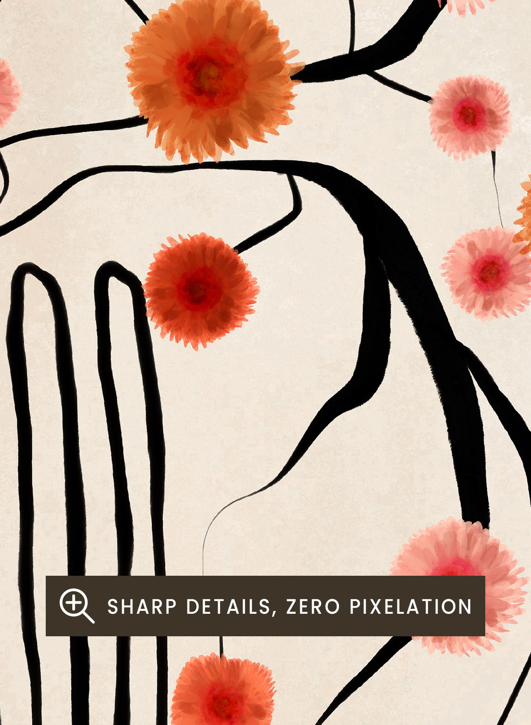 Orange Flowers in Abstract Vase Art Print