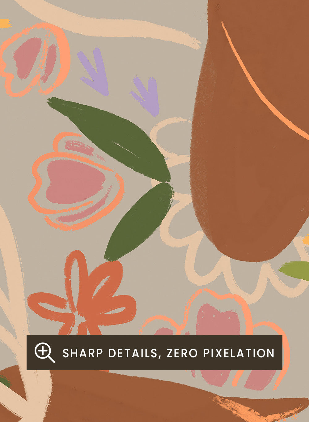 Illustration of a person with a flower on their head against a beige background. The Overthinker by Arty Guava is a modern woman illustration art print with soft florals and warm tones. Officially licensed wall poster with framing.