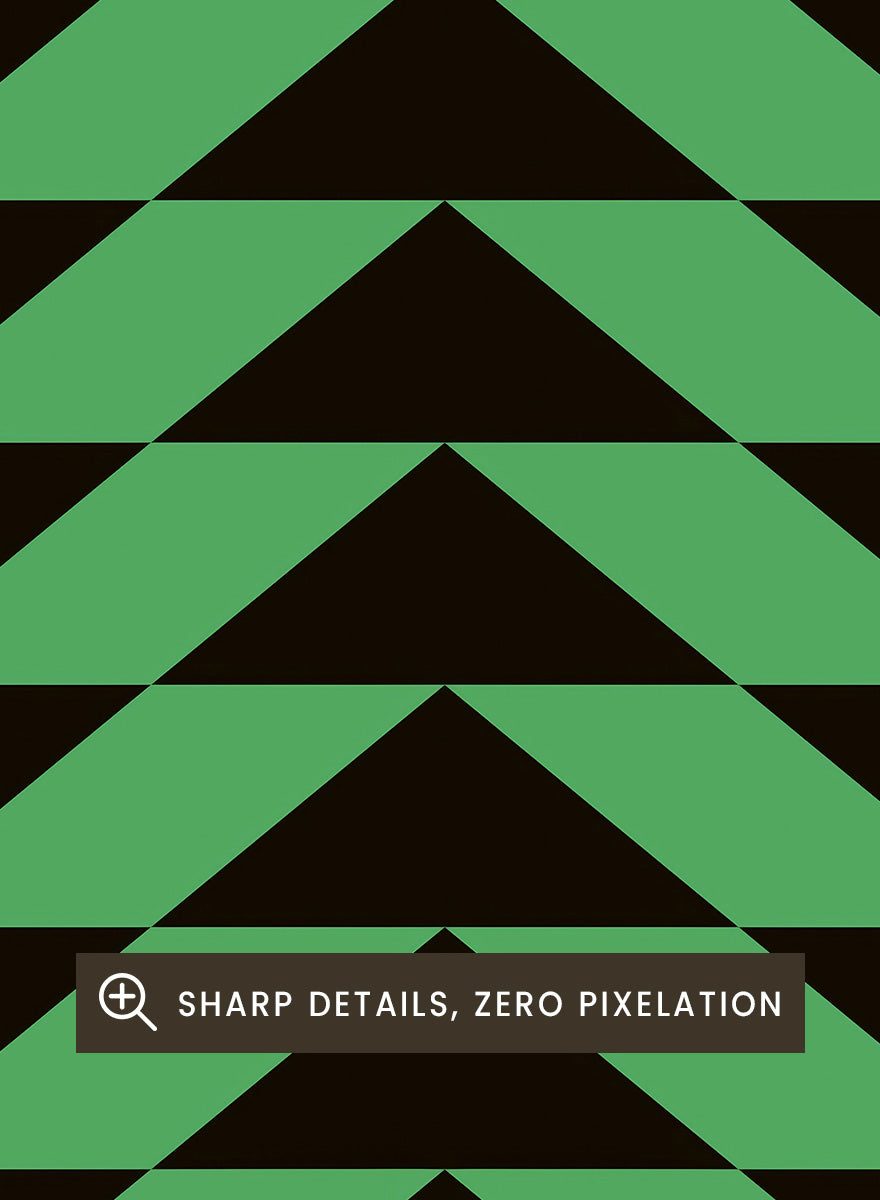 A poster-style graphic for The Viper Room, showing a cream background with black text reading the venue name and address, plus a large central green-and-black geometric pattern of repeating triangles. &