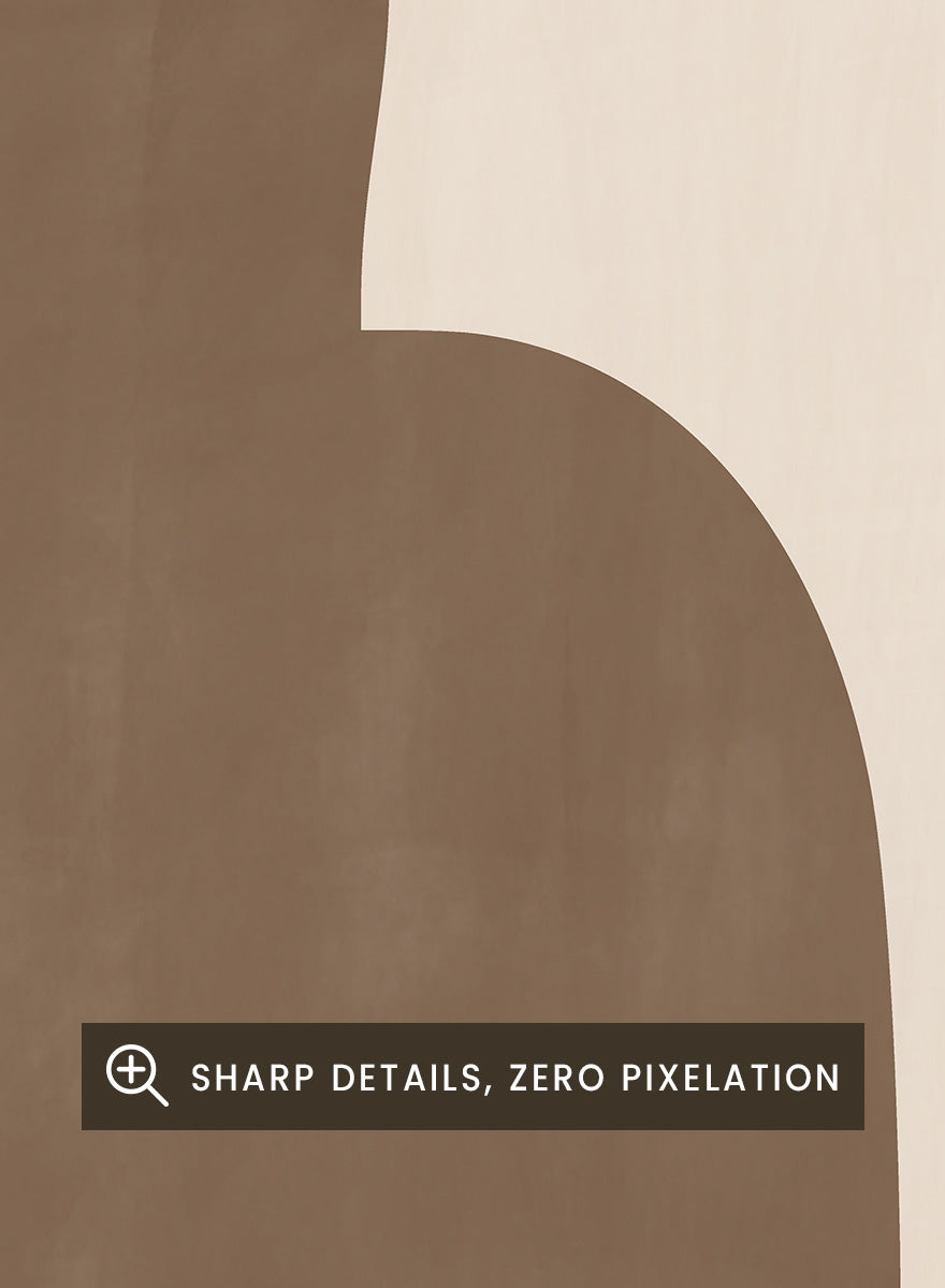 Shop Earthy Abstract Vase by Elena Ristova, a modern minimalist wall art print poster featuring an oversized brown vase silhouette on a soft cream background.