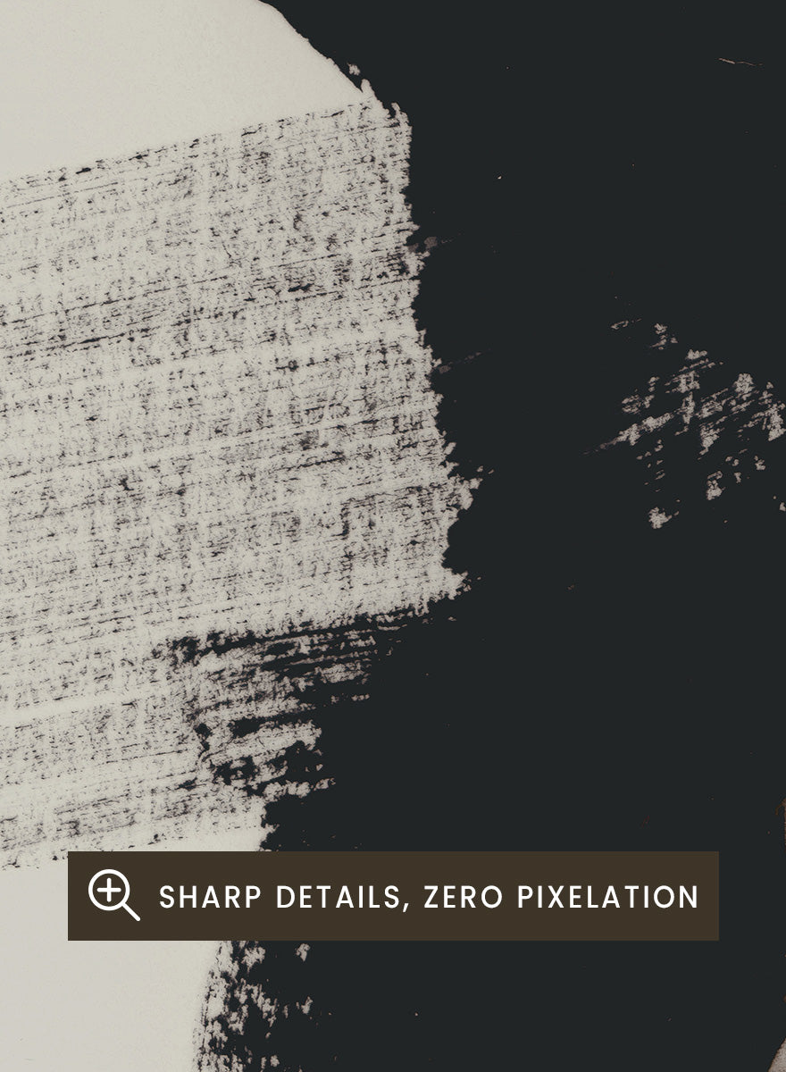 Shop Mellow No. 01 by Dan Hobday, a contemporary abstract art print featuring bold black forms, soft neutral brushwork, and layered earthy texture.