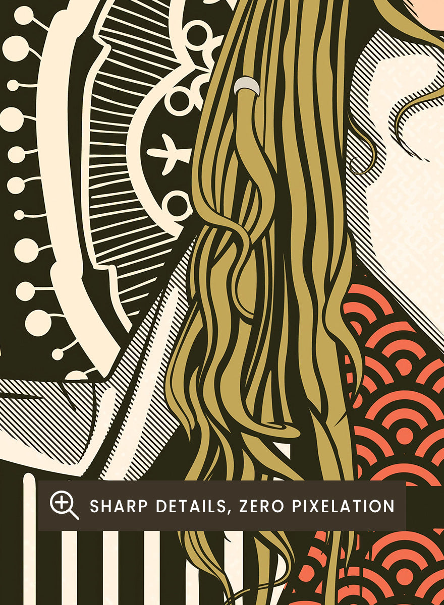 A framed psychedelic art poster featuring the word &