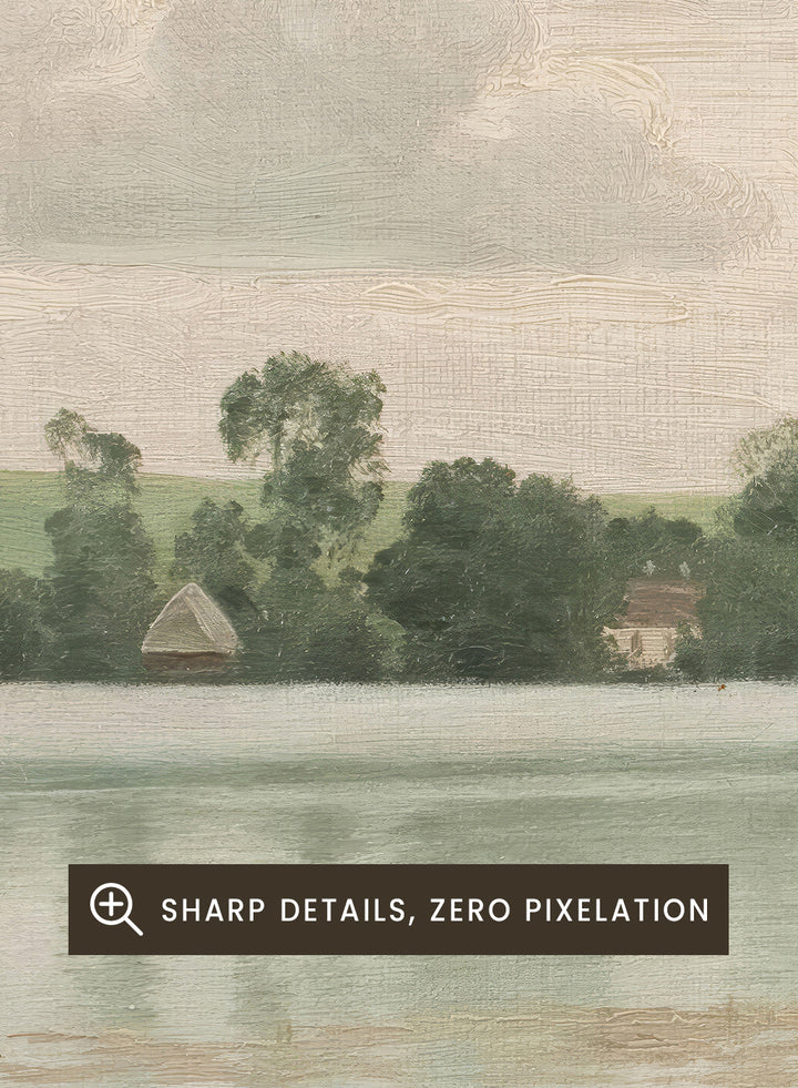 Featuring the original Vilhelm Groth's Artwork Esrom sø (Esrum Lake), this dark moody European vintage neutral autumn river lake landscape oil painting wall art print showcases a classic rustic moody antique style that is perfect for any boho or modern farmhouse space with muted or neutral fall colors. 