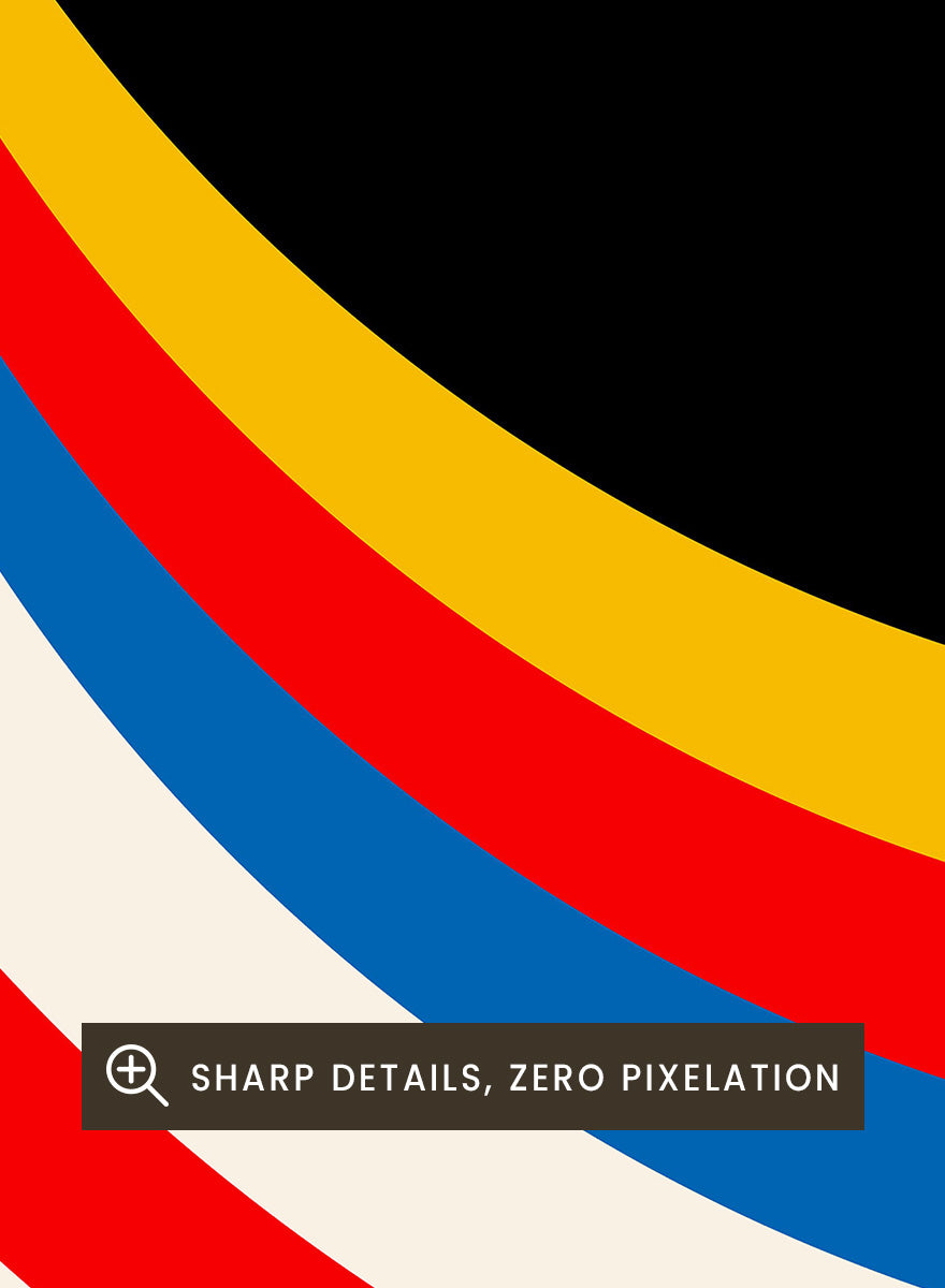 A Bauhaus-style poster featuring a large black vinyl record graphic with concentric red, yellow, and blue rings on a warm cream background, with the words &