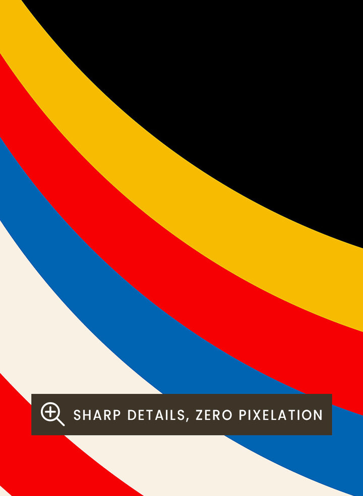 A Bauhaus-style poster featuring a large black vinyl record graphic with concentric red, yellow, and blue rings on a warm cream background, with the words &