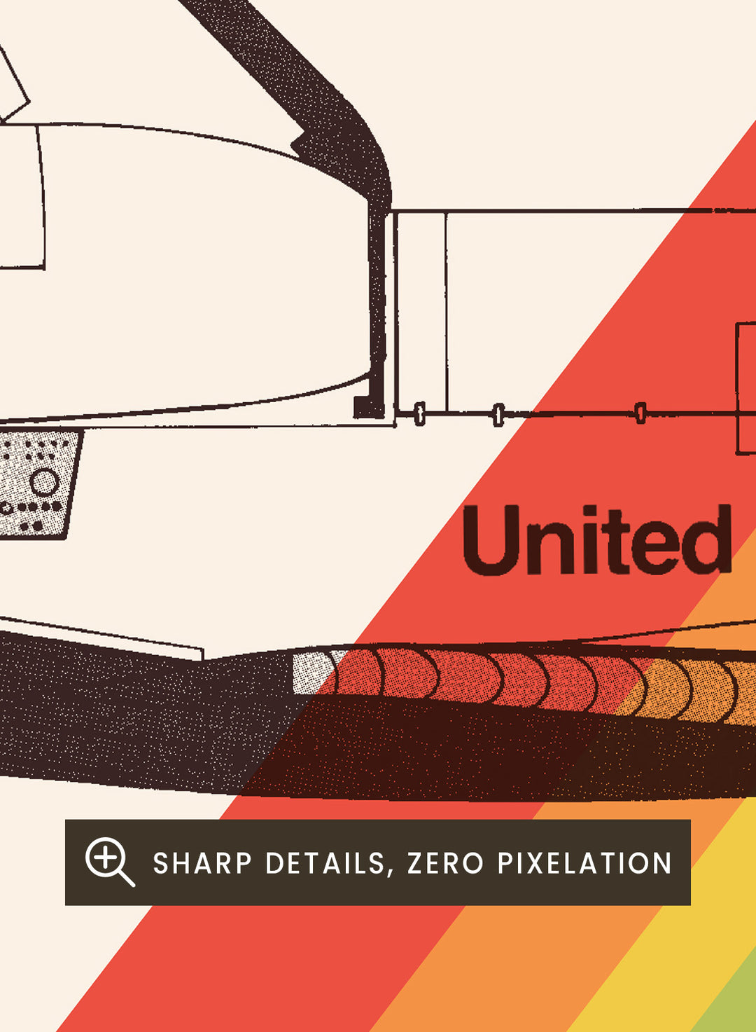 Poster of a space shuttle with a rainbow trail and 'Astronomy Club' text on a beige background. Retro Space Shuttle Rainbow by Florent Bodart is a vintage space art print with bold color stripes, a modern retro wall poster inspired by space and graphic design.