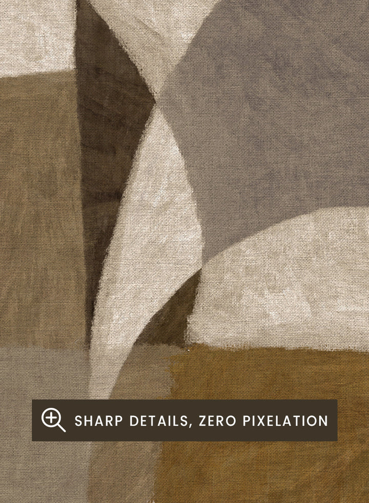 An abstract geometric area rug featuring overlapping organic shapes in shades of taupe, beige, brown, and charcoal gray. Shop Earthy Abstract Shapes by Dan Hobday, a neutral abstract art print featuring layered organic forms, warm earthy tones, and soft textured detail.