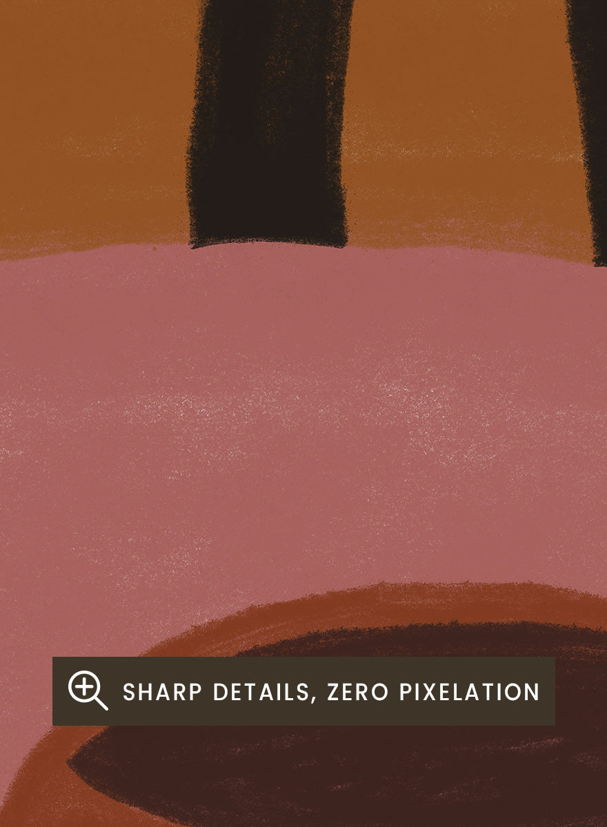 A stylized still life artwork showing a pink table, a dark brown bowl in the foreground, a wine glass with deep red liquid, and a black chair against a warm brown background. Warm Dining Still Life by The Art Concept still life art print featuring red wine, a rounded bowl, pink tabletop, and rich burgundy and rust tones.