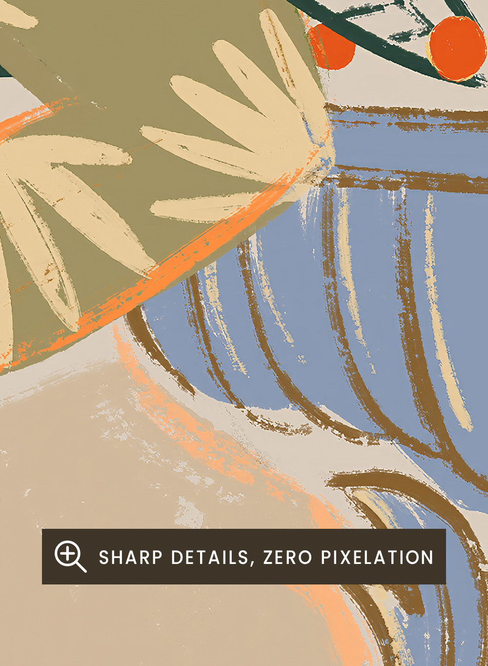 Artistic depiction of two figures dancing with plants and a vase in the background. Moonlight Dance by Arty Guava is a modern illustration art print featuring dancing women, moon imagery, floral elements, and contemporary wall art design.