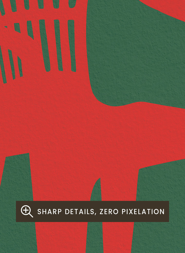 Bold Red Chair by Lisa Solomoniuk premium framed fine art print featuring a vivid red chair, deep green background, and long black shadows.