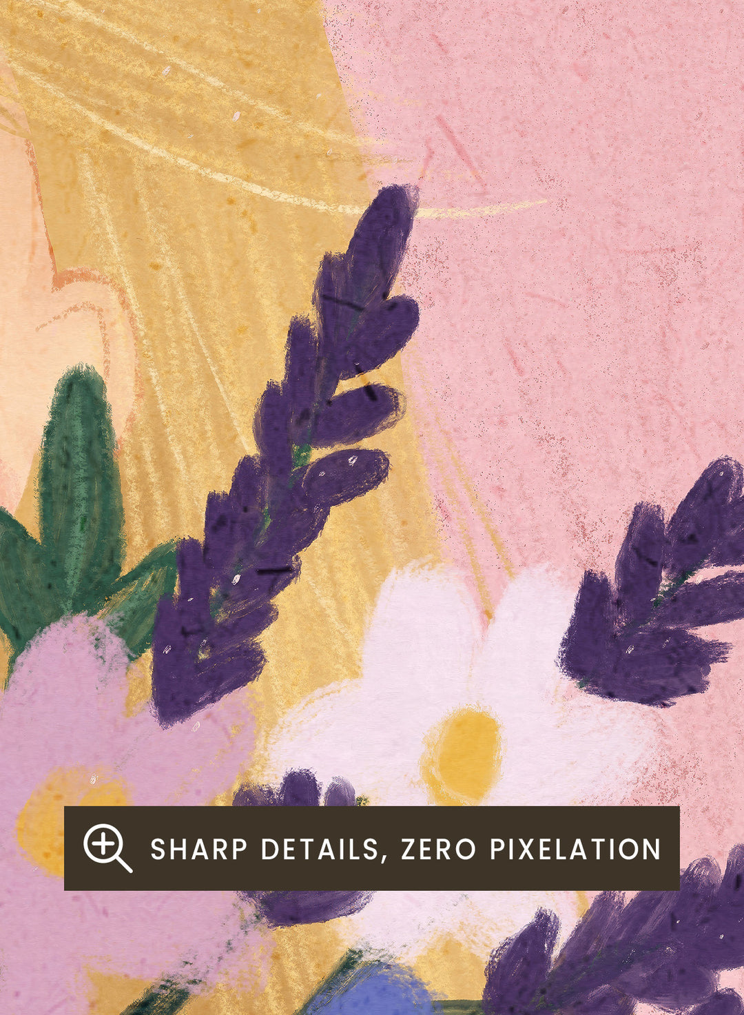 Illustration of a woman holding a vase of flowers and a cat on a pink background. Dreamy Girl Cat Flowers by Dirkie Nell is a colorful floral portrait art print featuring hand painted flowers, a sleepy cat, and soft contemporary illustration details.