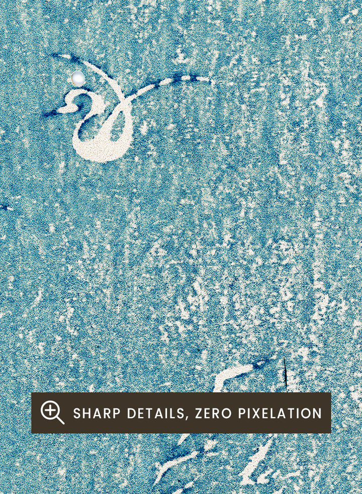 Yatsuo no Tsubaki by Taguchi Tomoki is a vintage Japanese woodblock art print featuring white birds, textured blue water, and traditional wave motifs.