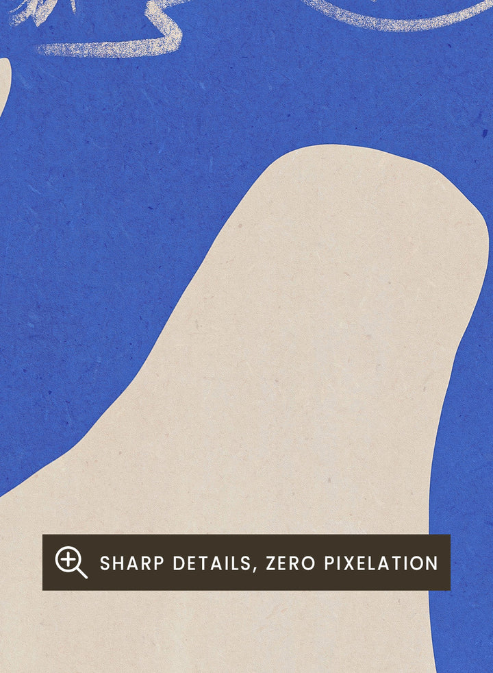 Bold Blue Silhouette art print by Little Dean. Contemporary abstract wall art featuring expressive blue shapes, minimalist portrait design, and modern illustration style.