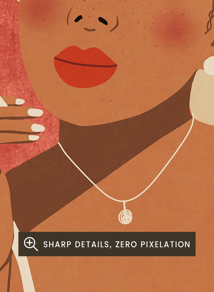 Illustration of a woman in lingerie with text and a cup of coffee on a red background. Fuck You by Raissa Oltmanns is a modern woman portrait art print with bold text, lingerie illustration, cigarette vibe, and statement wall poster style.