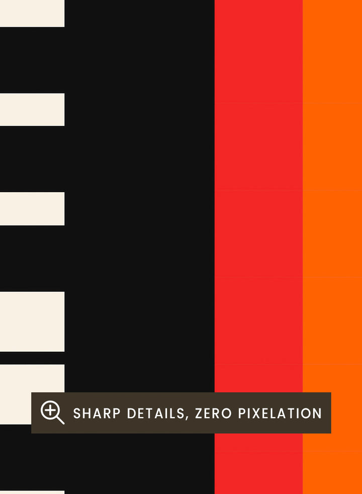 Montreux Jazz Festival 1970 poster design with a black background, white piano keys on the left, a vertical rainbow stripe graphic on the right, and the festival title at the top. Colorful Jazz Keyboard by Retrodrome retro music art print featuring piano keys, Montreux Jazz Festival typography, and bold 1970s color blocks.