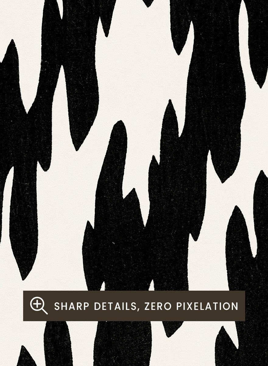 Black Motif Yatsuo no Tsubaki by Taguchi Tomoki is a vintage Japanese woodblock art print featuring a bold black abstract motif with original Japanese script.