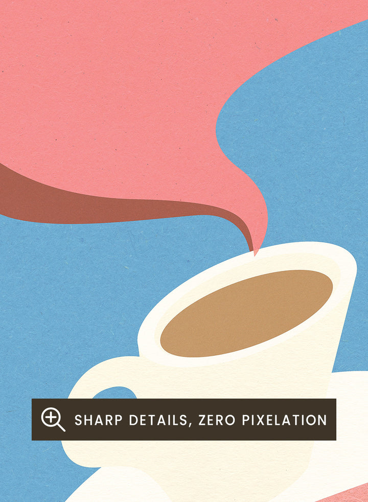 Illustration of a pink milk carton pouring into a white cup on a blue background. Illustration of a pink milk carton pouring into a white cup on a blue background. Crema E Gusto Dolce by Rosi Feist is a minimalist coffee bag kitchen art print with Bauhaus-inspired color. Officially licensed modern poster with framing.