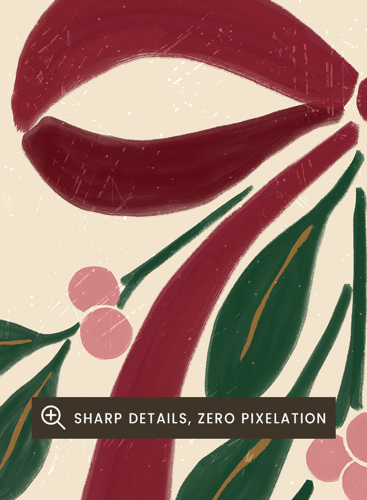 Shop Merry Christmas Mistletoe by Katarzyna Gąsiorowska, a Christmas wall art print poster featuring mistletoe, a red bow, festive stripes, and vintage holiday typography.