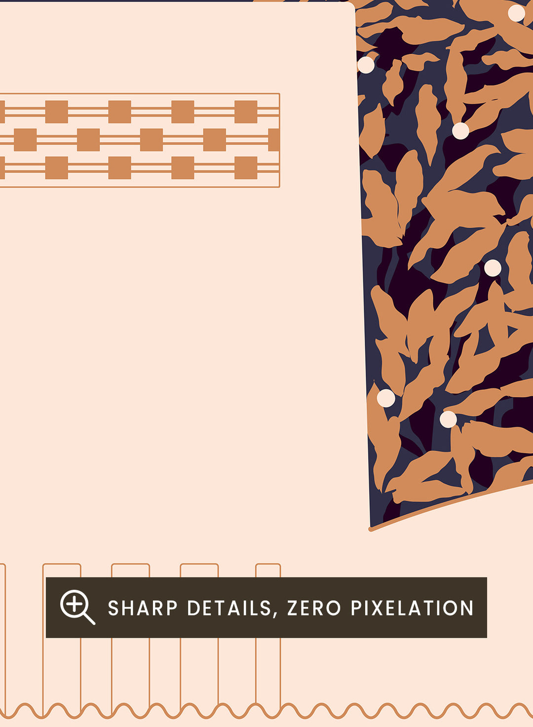 Poster design with geometric patterns and text on a dark blue and beige background. Vienna Secession Building by Florent Bodart is a modern architectural art print inspired by Vienna Secession design, a minimalist wall poster with geometric detail and warm tones.