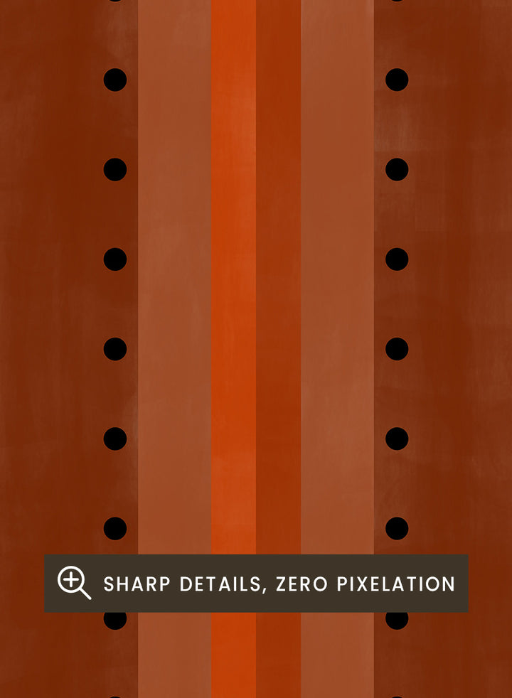 Shop Orange Art Deco Structure by Elena Ristova, a modern abstract wall art print poster featuring bold orange geometry, black dots, and strong symmetry.