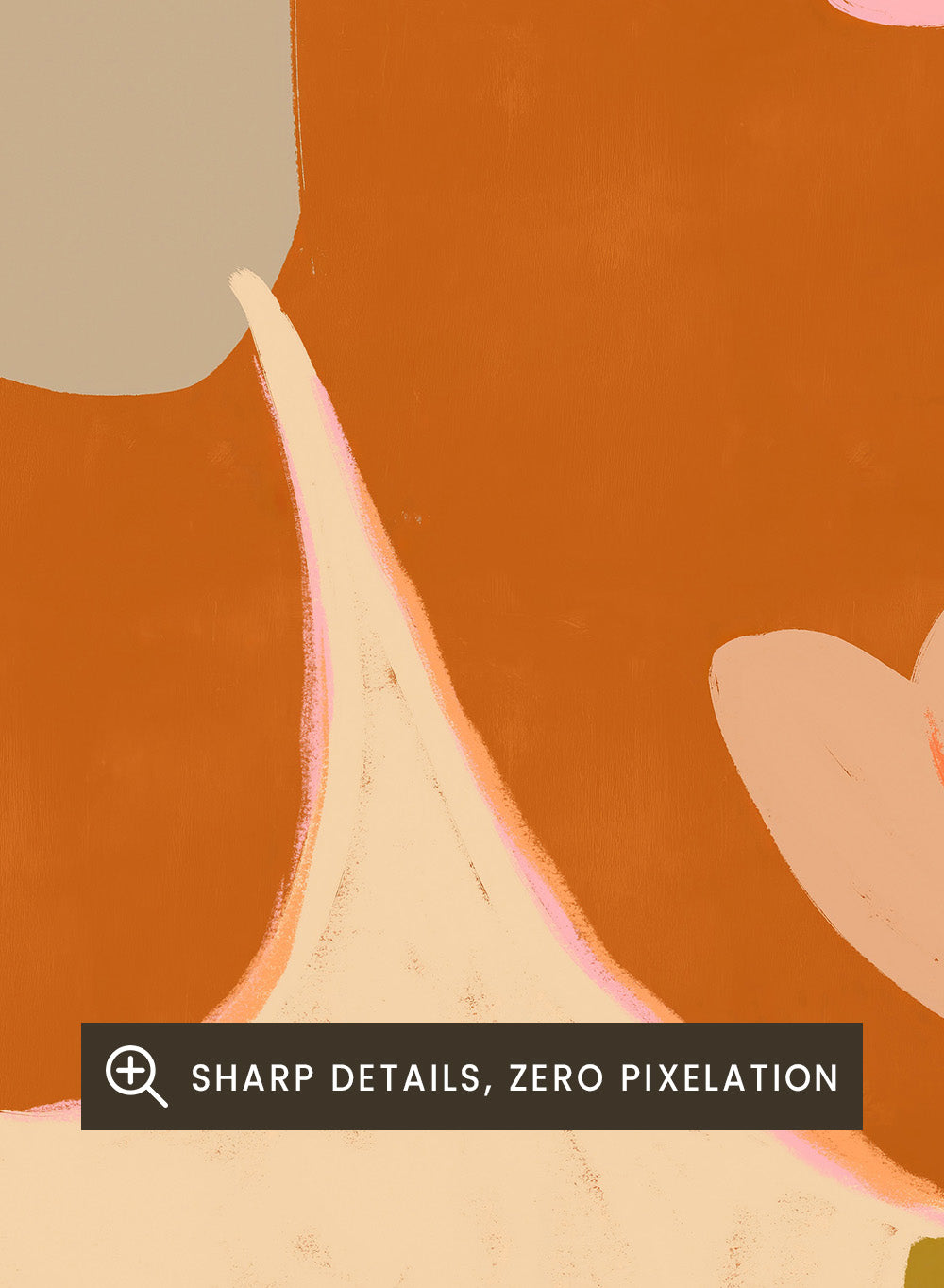 Illustration of a person holding a shell with a fish and a vase with flowers on a beige background. Fish and Oranges by Arty Guava is a modern surreal art print of a woman holding a fish with orange still life details. Officially licensed wall poster.