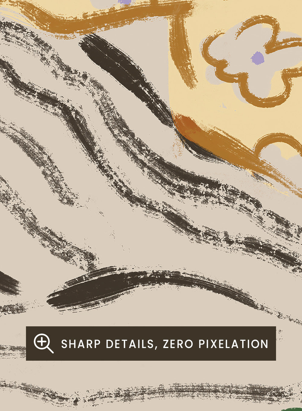 Artistic depiction of a person lounging on a beach with a bowl of fruit and flowers. Lazy Days by Arty Guava is a modern woman art print with warm colors, oranges, and relaxed still life details. Officially licensed wall poster.