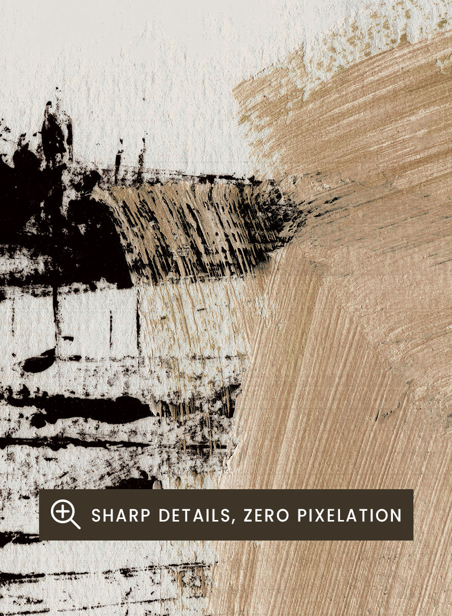 Shop Path by Dan Hobday, a contemporary abstract art print featuring bold black forms, warm beige brushwork, layered texture, and expressive neutral tones.