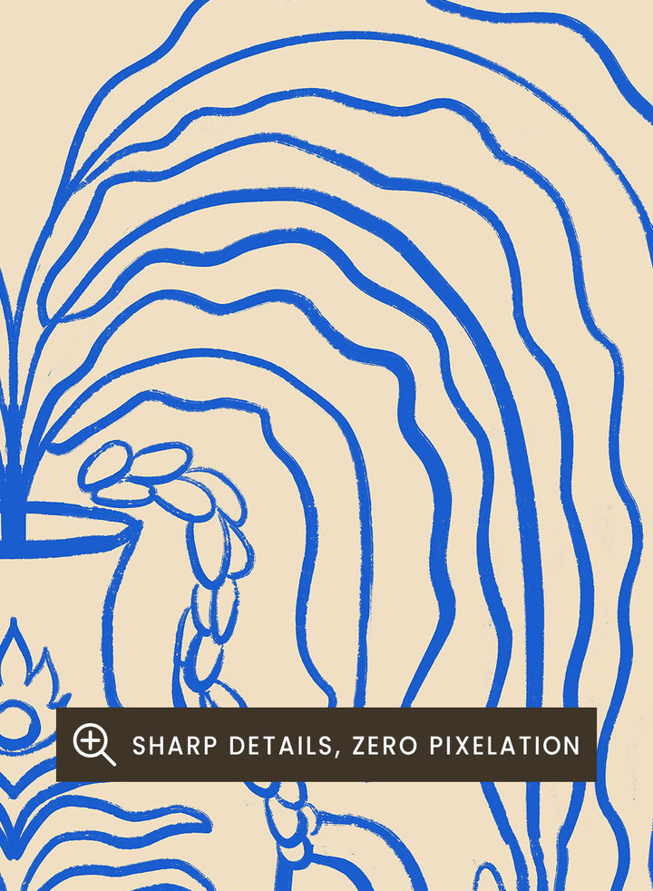 Artistic depiction of hands holding a vase with flowing hair, titled 'We Meet Again' by Arty Guava. Vessel Collection: We Meet Again by Arty Guava art print, modern line wall poster with a decorative vase design, contemporary minimalist artwork.