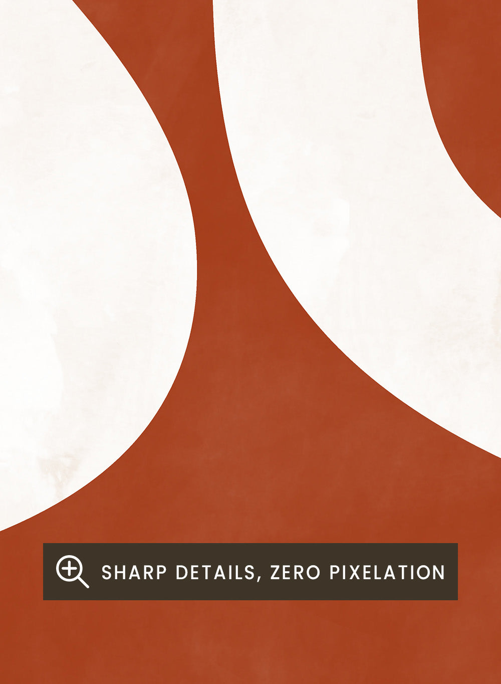 White wavy line on a red background. Crimson Pathways art print by Elena Ristova featuring a flowing white abstract line on a rust red background. Officially licensed modern abstract wall poster.