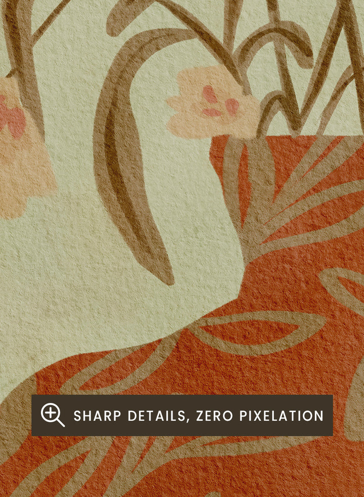 Shop Terracotta Vase Blossoms by Nikita Jariwala, a botanical wall art print featuring a terracotta vase, soft florals, and warm earthy rust and sage tones.