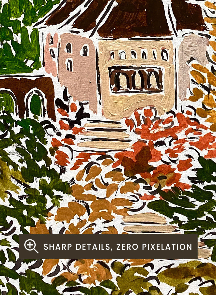 Rushati Chowdhury - Autumn Hillside Village Art Print