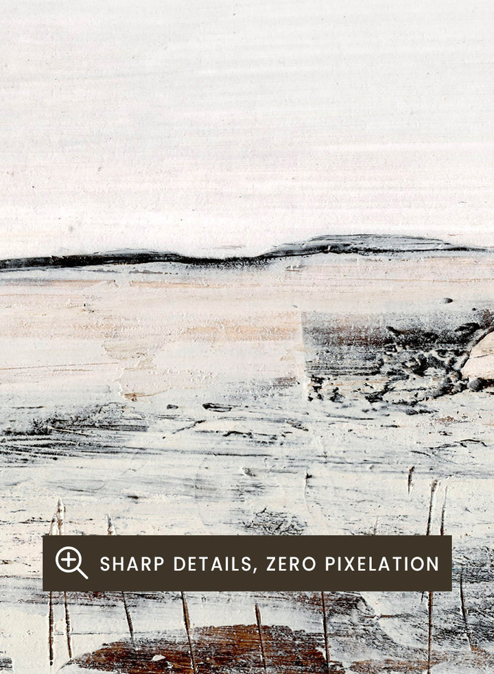Shop August No. 02 by Dan Hobday, an abstract landscape art print with soft neutral tones, loose brushwork, distant landforms, and warm earthy texture.