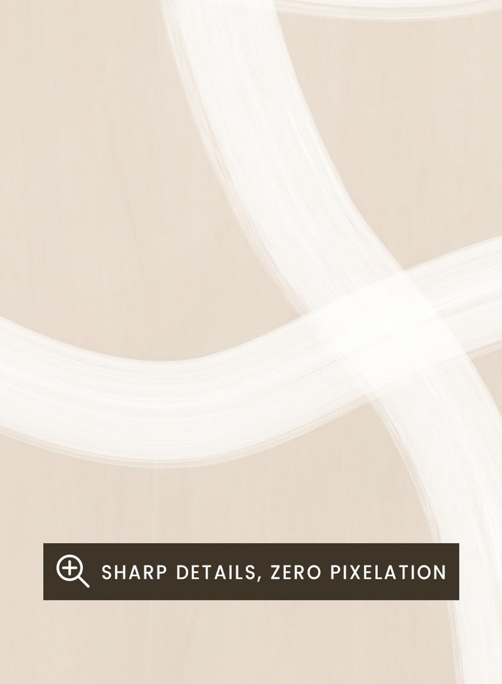 Shop Soft Abstract Flow by Elena Ristova, a neutral abstract wall art print poster featuring looping white brushstrokes on a warm beige background.