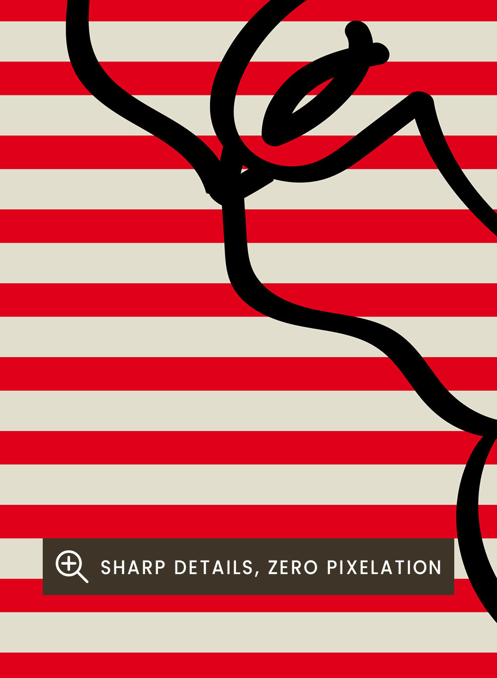 Print of 'The Mountains Between Us' with a red and white striped pattern and mountain illustration. Mountains Between Us by Frances Collett art print featuring red graphic stripes, flying dove illustration, and mountain landscape. Officially licensed modern wall poster with optional framing.