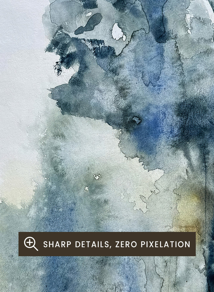Shop Serene Forest Reflection by Helena Ryhle, a watercolor forest landscape wall art print poster with reflective water and a calm blue-toned mood.