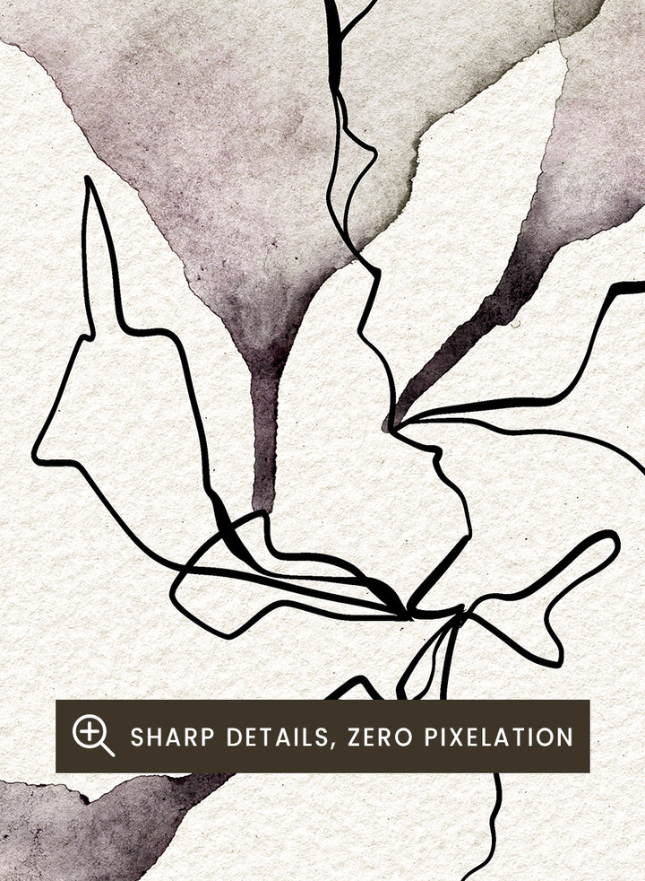 Shop Delicate Botanical Study by Ankie Kooi, a modern botanical wall art print poster with minimalist flower line art, abstract florals, soft taupe, and dusty lavender.